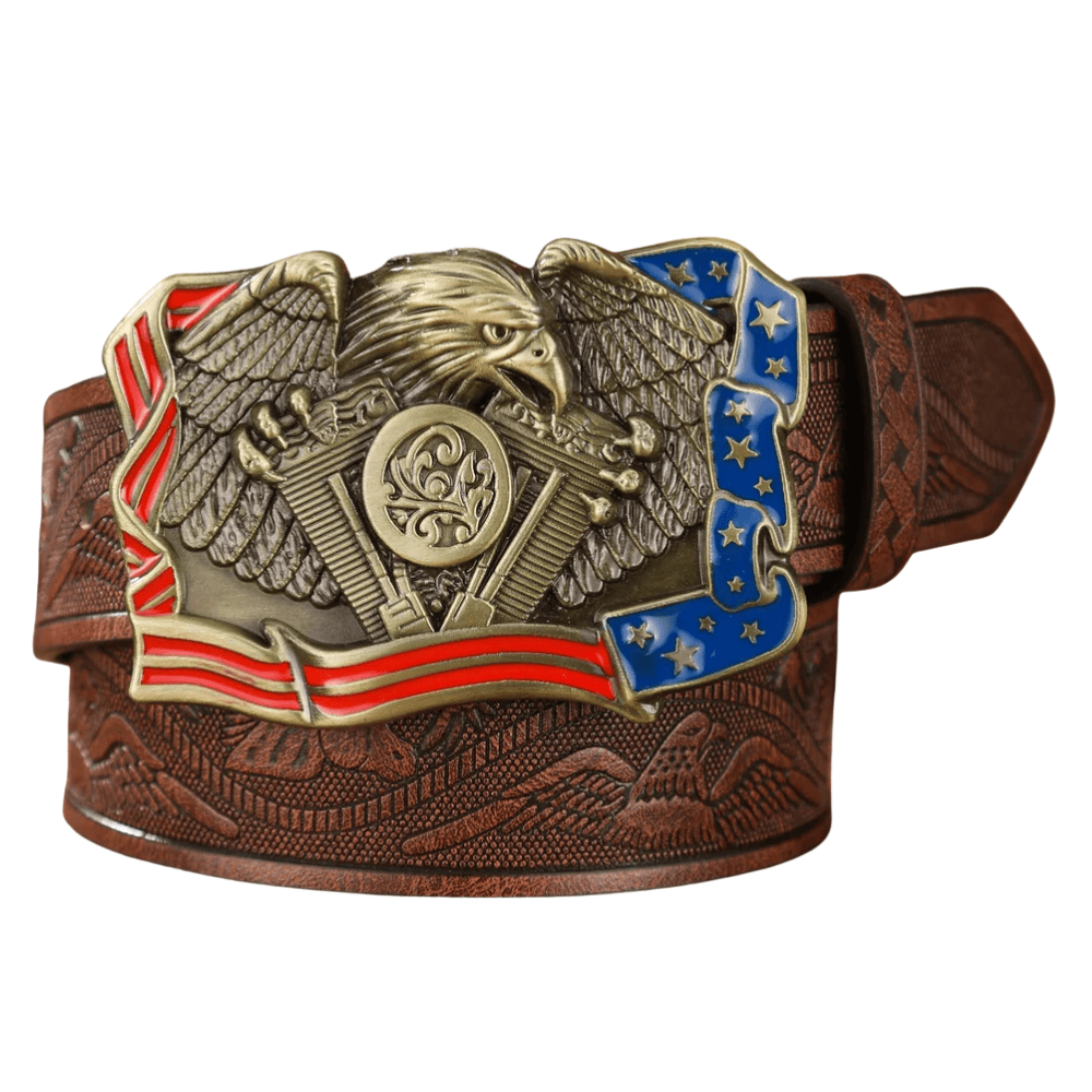 Cowboybälte amerikanskt örnspänne Mörkbrun / 120cm