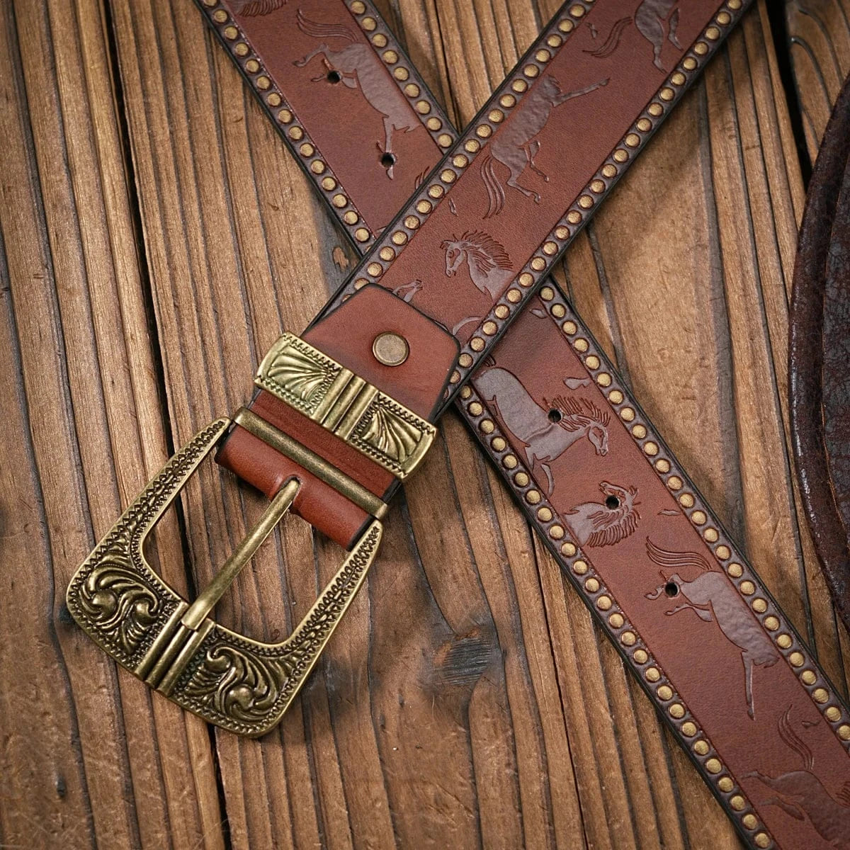 Cowboybälte Antik Mässingsspänne