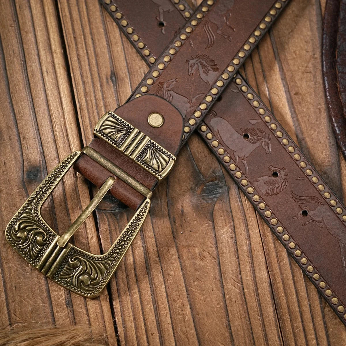 Cowboybälte Antik Mässingsspänne