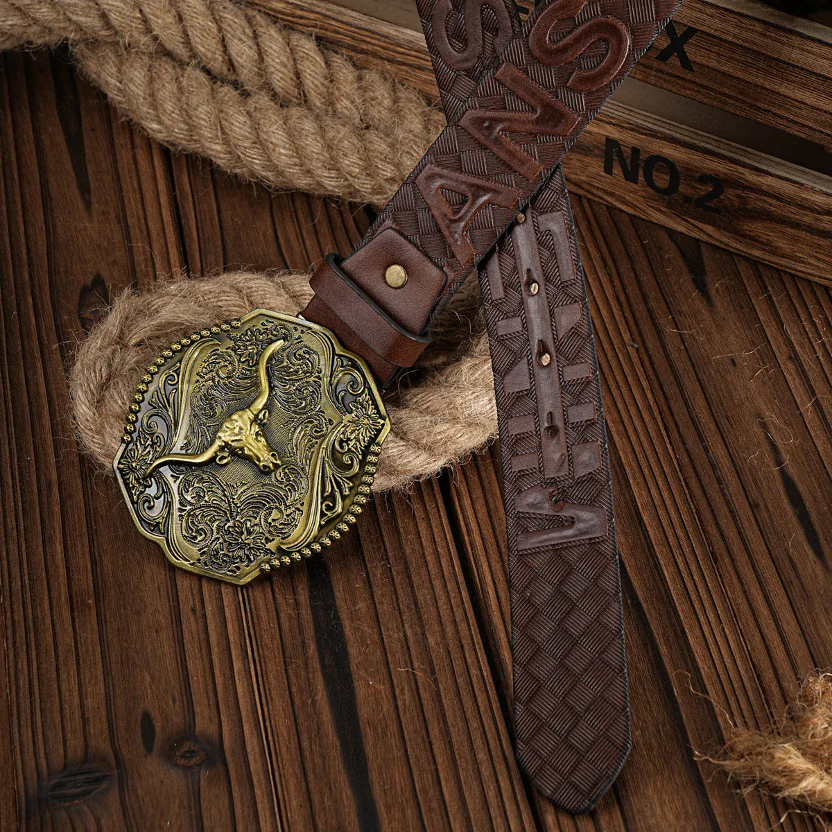 Cowboybälte antikguldt spänne