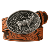 Cowboybälte hjortspänne Kamel Silver / 120cm