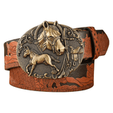 Cowboybälte med antik hästspänne Ljusbrun / 120cm