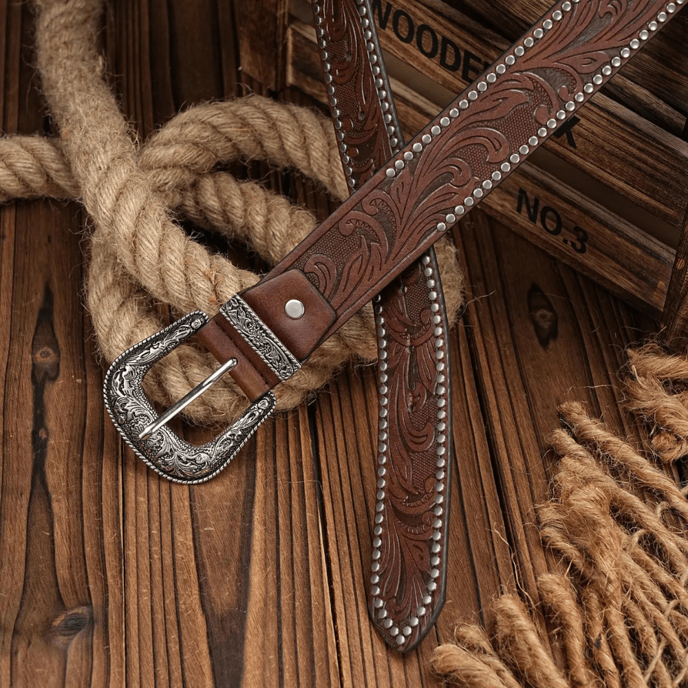 Cowboybälte med Antiksilver Spänne