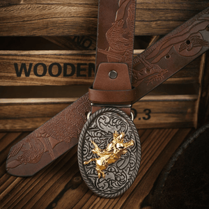 Cowboybälte med gyllene tjurspänne
