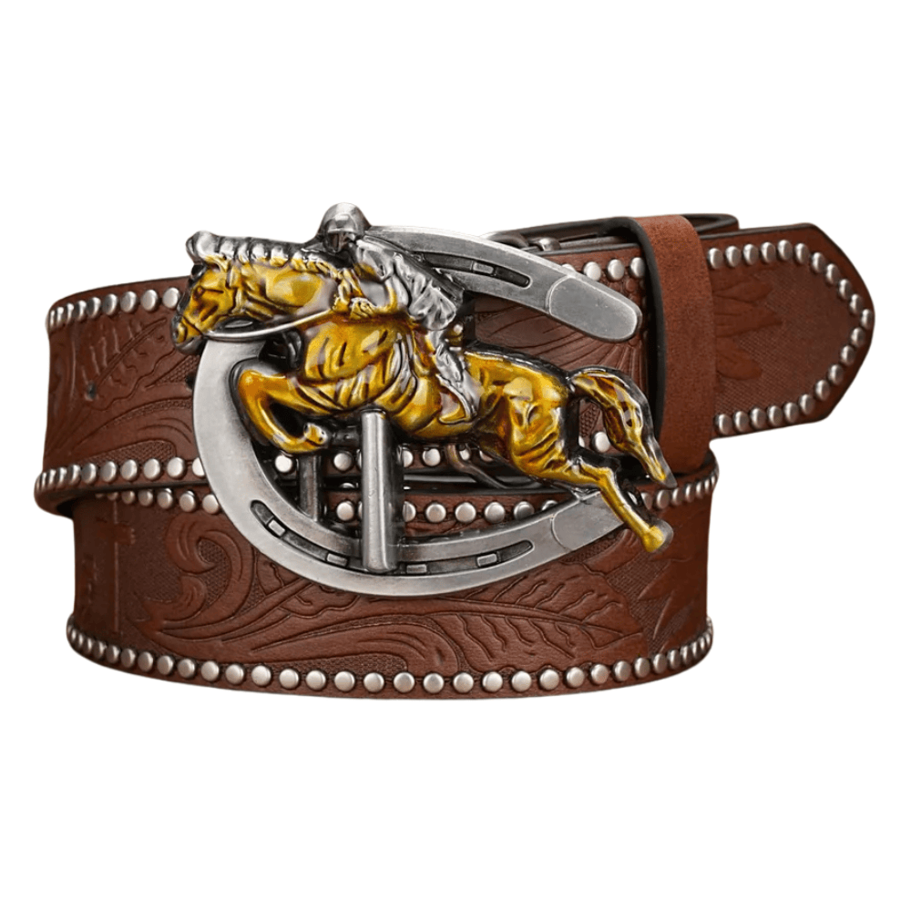 Cowboybälte med häst och hästsko­spänne Brun silver / 120cm