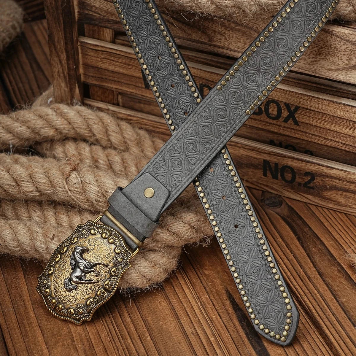Cowboybälte med hästmotiv