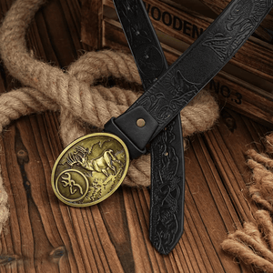 Cowboybälte med hjortspänne i mässingsfärg