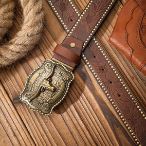 Cowboybälte med Longhornsspänne
