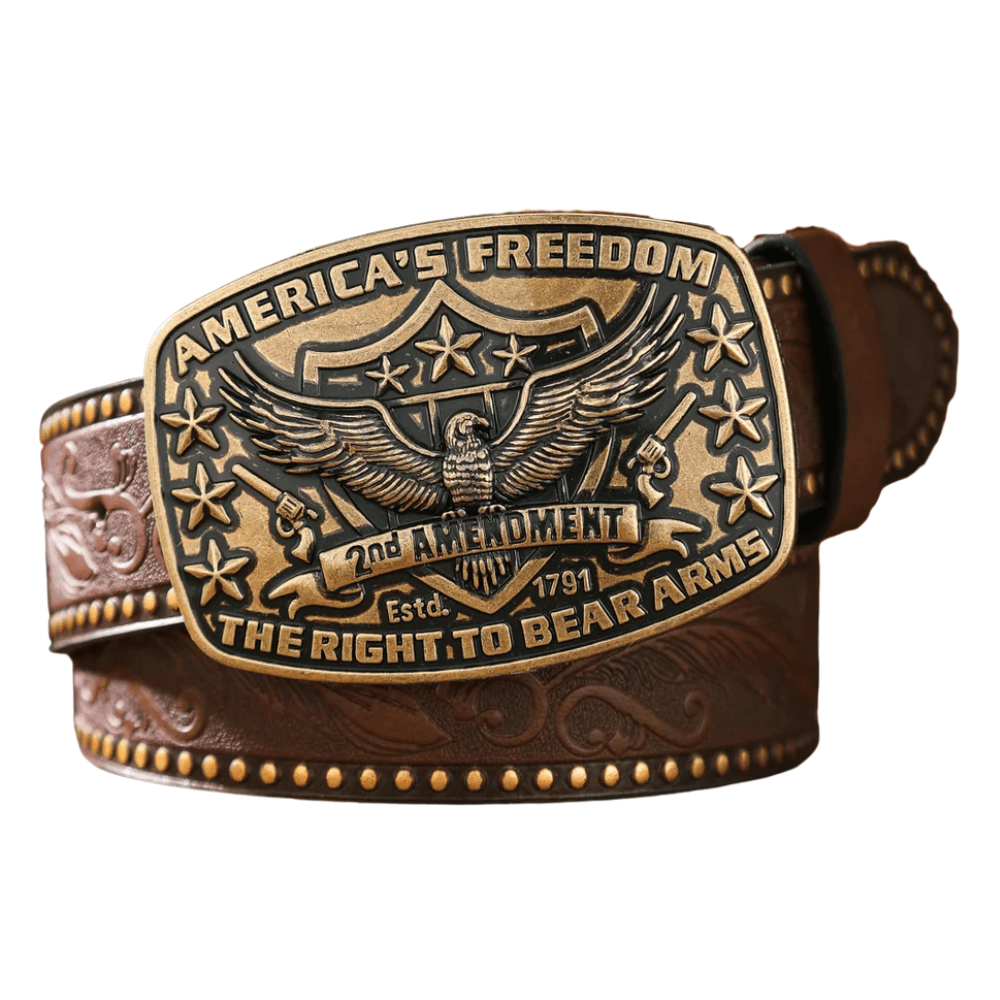 Cowboybälte med örnmotiv "America’s Freedom" Brun guld / 120cm