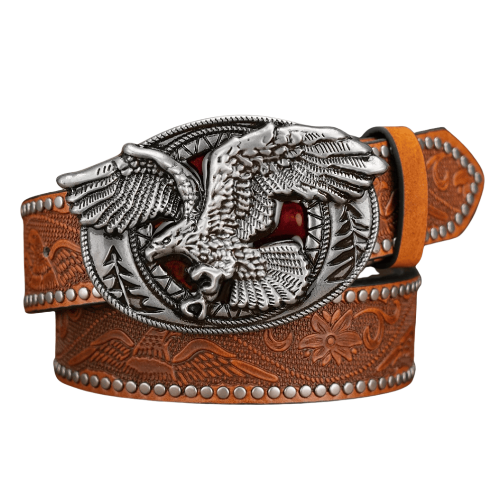 Cowboybälte med örnspänne Silverbrun / 120cm