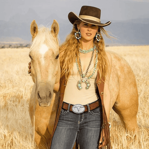 Cowboybälte med ovalt silver­spänne