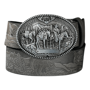 Cowboybälte med präglat westernspänne Silver grå / 120cm