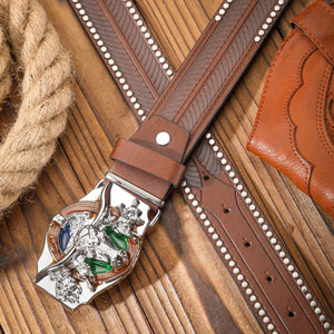 Cowboybälte med silverfärgat Longhornspänne