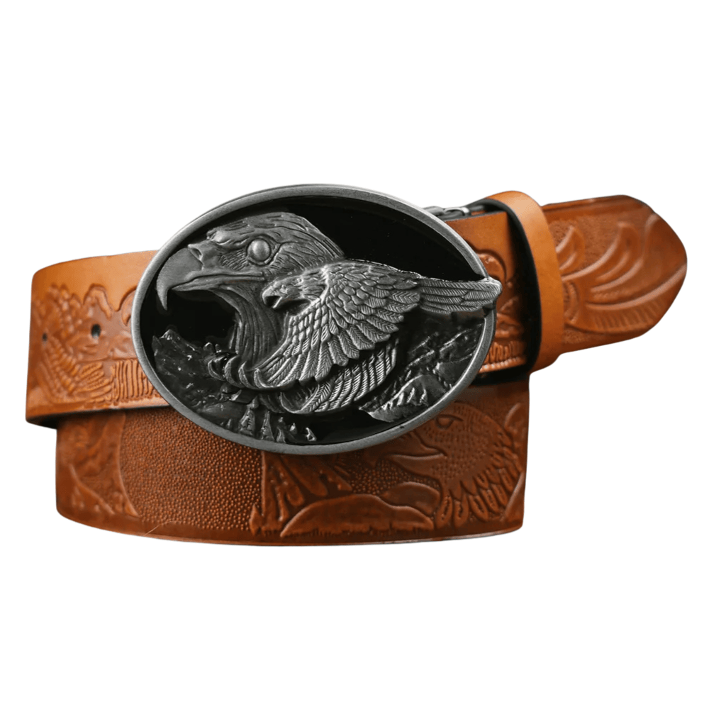 Cowboybälte med silverfärgat örnspänne Brun / 120cm