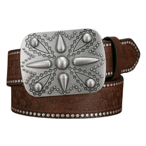 Cowboybälte med silverspänne Mörkbrun / 120cm