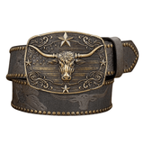 Cowboybälte med vintage longhornsspänne Grå / 120cm