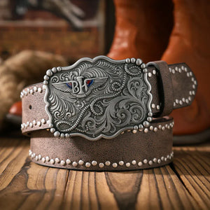 Cowboybälte med vintage spänne Brun Silver / 120cm