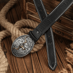 Cowboybälte ovalt longhornspänne