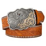 Cowboybälte präglad gravyr Silver Kamel / 120cm