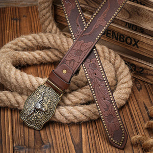 Cowboybältet med graverat longhornsspänne