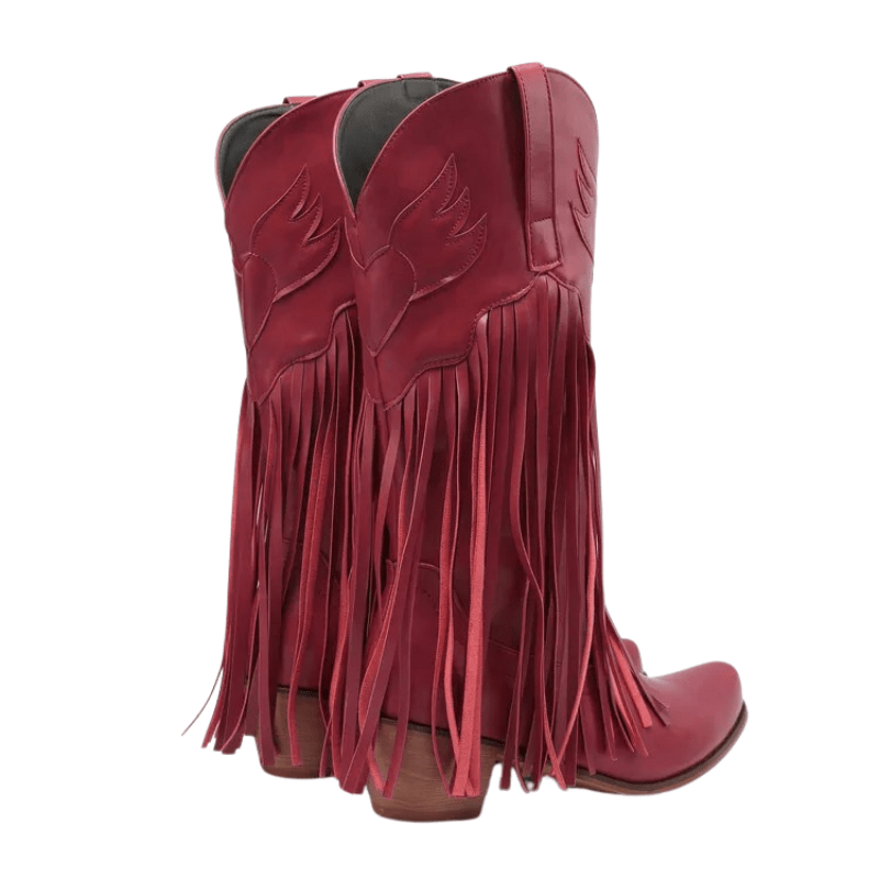 Cowboyboots dam med fransar i retrostil av mjukt läder