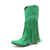 Cowboyboots dam med fransar i retrostil av mjukt läder