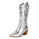 Cowboyboots i präglat läder med broderade detaljer Silver / 35