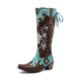 Cowboyboots i turkos och brunt