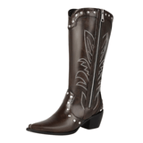 Cowboyboots med broderad design och chunky klack