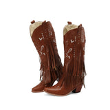 Cowboyboots med broderad design och eleganta fransar