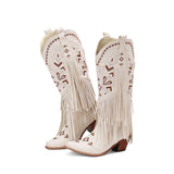 Cowboyboots med broderad design och eleganta fransar