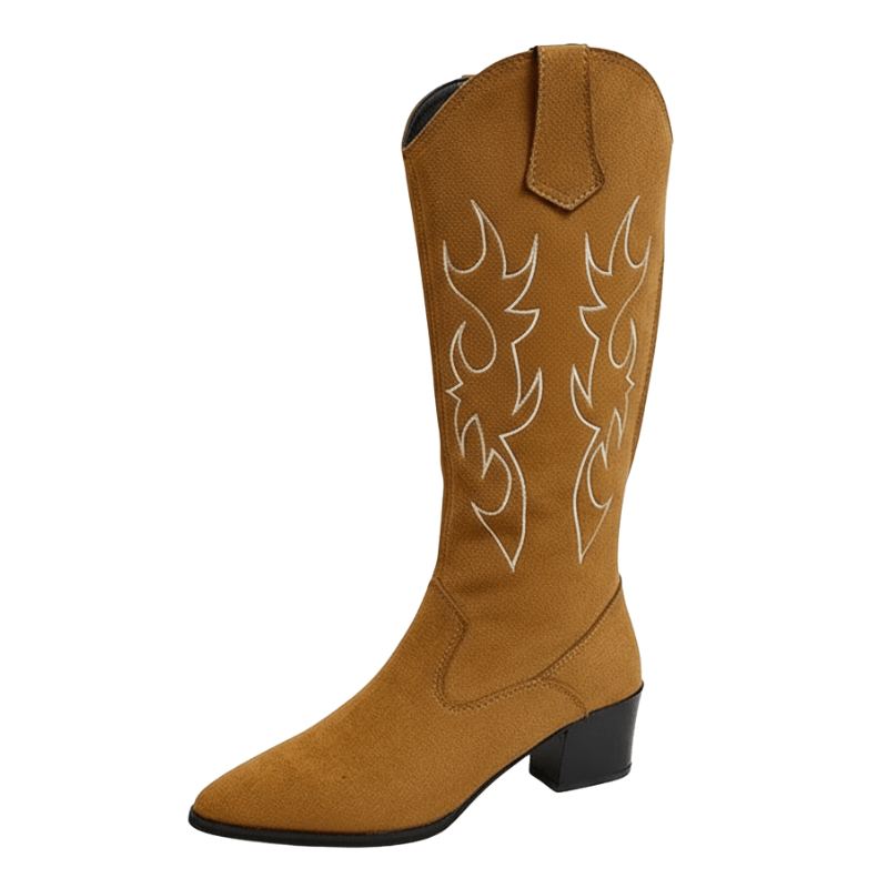 Cowboyboots med broderad sammet