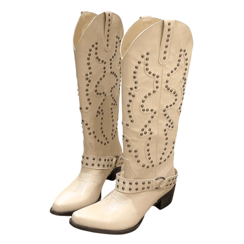 Cowboyboots med Broderade Nitar