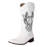 Cowboyboots med elegant broderi och glansig yta