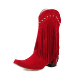 Cowboyboots med fransar i mockalook