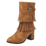 Cowboyboots med fransar och blockklack