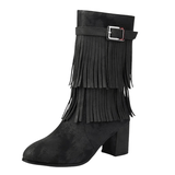 Cowboyboots med fransar och blockklack