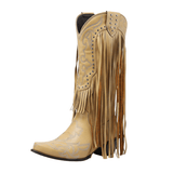 Cowboyboots med fransar och broderi i västernstil