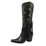 Cowboyboots med Fransar och Präglad Läderlook