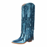 Cowboyboots med glänsande fransar