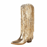 Cowboyboots med glänsande fransar
