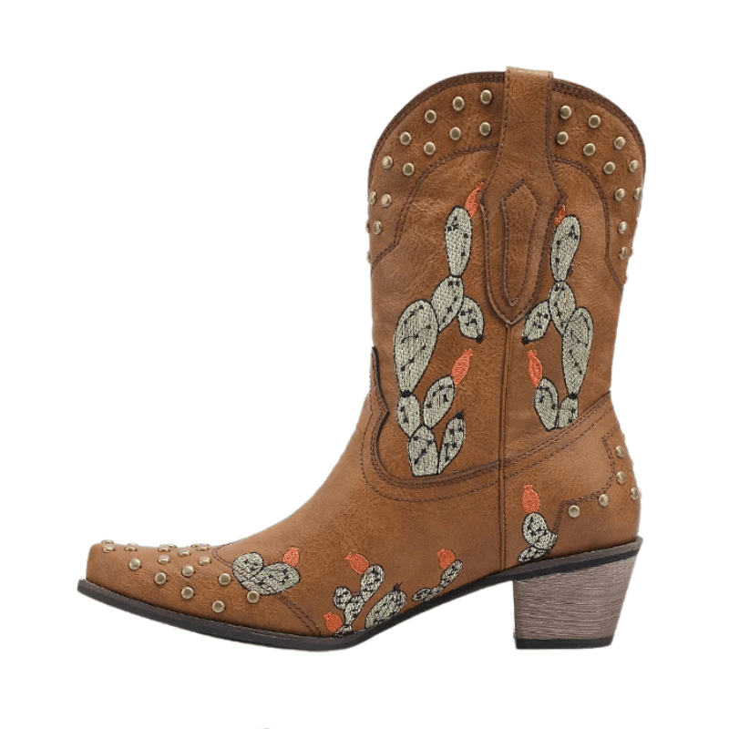 Cowboyboots med Kaktusbroderi och Nitar för Dam
