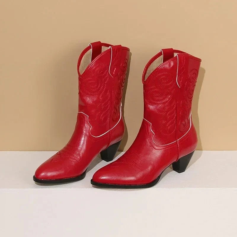 Cowboyboots med klassisk broderad westernlook