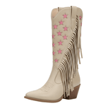 Cowboyboots med stjärnbroderi och långa fransar