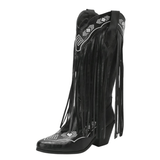 Cowboyboots med tofsar i mjukt läder och broderade detaljer