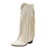 Cowboyboots med tofsar i mjukt läder och broderade detaljer