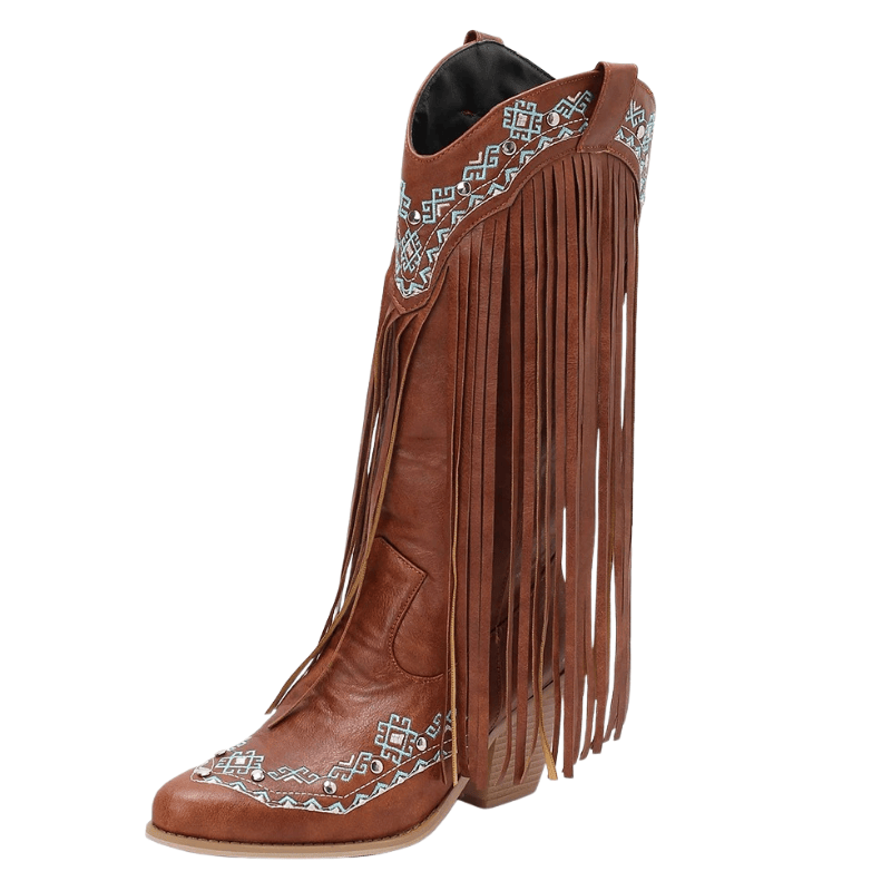 Cowboyboots med tofsar och broderad vintageinspirerad design