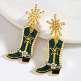 Cowboyboots-örhängen med pärlor och snöflinga