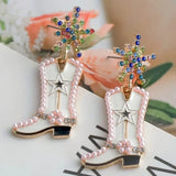 Cowboyboots-örhängen med pärlor och snöflinga