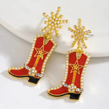 Cowboyboots-örhängen med pärlor och snöflinga